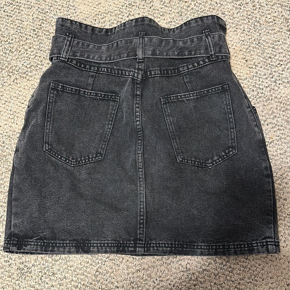 Denim mini skirt with tie belt - Picture 2 of 2